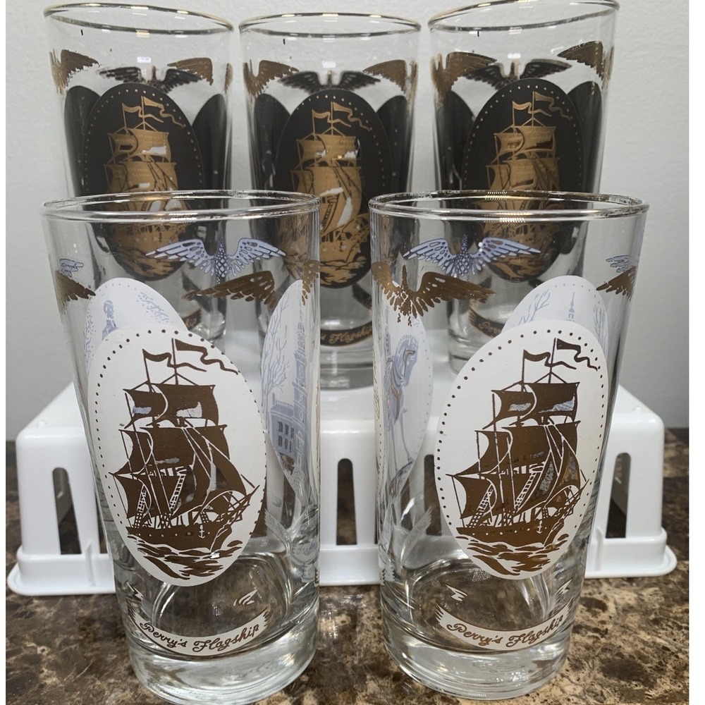 Drinking Glasses Set of 5 Andrew Jackson Presidential History Independence Hall